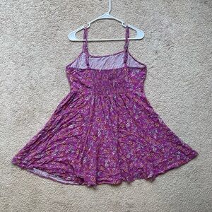 Gap Purple Floral Sundress, Smocked Bodice, Size L, 32” Long